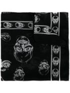 Alexander Mcqueen Skull Print Scarf, Men's, Black, Silk/modal