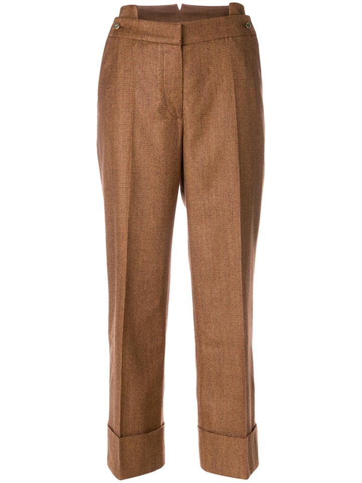 Petar Petrov Wide Leg Trousers With Turn Up Cuffs - Brown