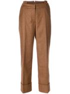 Petar Petrov Wide Leg Trousers With Turn Up Cuffs - Brown