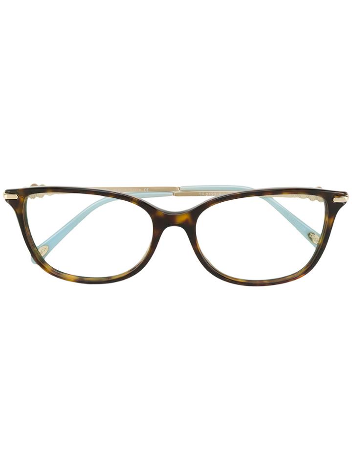 Tiffany & Co. Tortoiseshell-effect Square Glasses - Brown