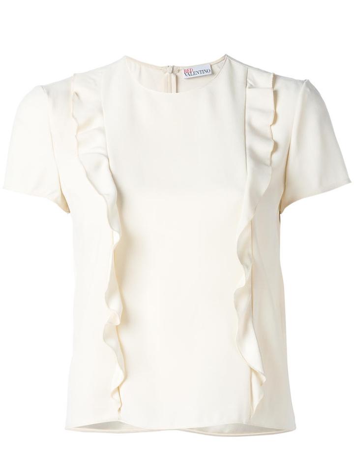 Red Valentino Frill Front Blouse, Women's, Size: 42, Nude/neutrals, Acetate/viscose