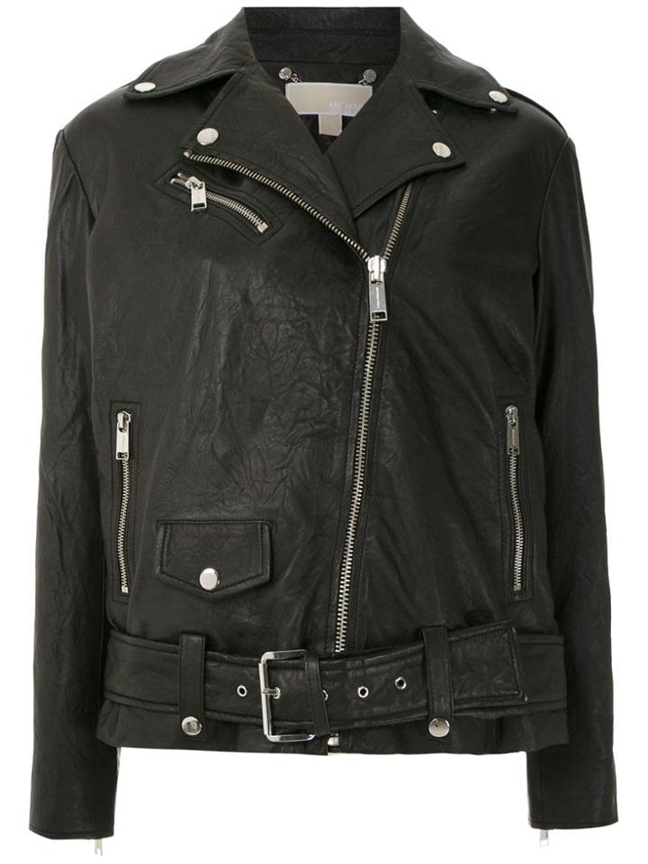 Michael Michael Kors Long Lthr Moto Jacket - Black