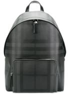 Burberry Leather Trim London Check Backpack - Black