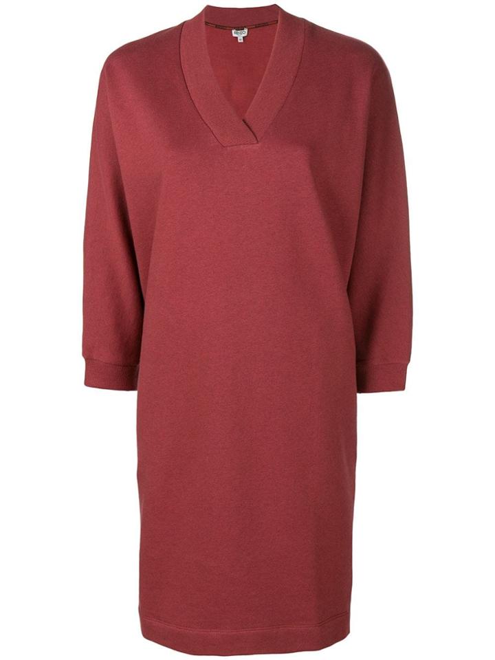 Kenzo Logo Sweatshirt Dress - Red