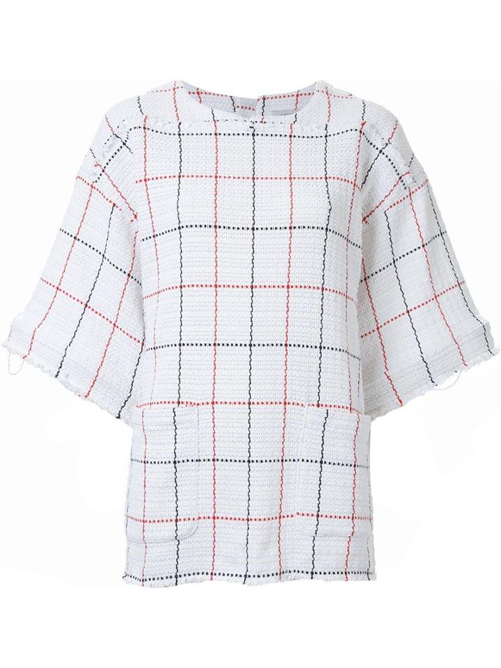 Fad Three Oversized Rectangular Embroidery Blouse