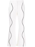 Genny Contrasting Trim Flared Trousers - White