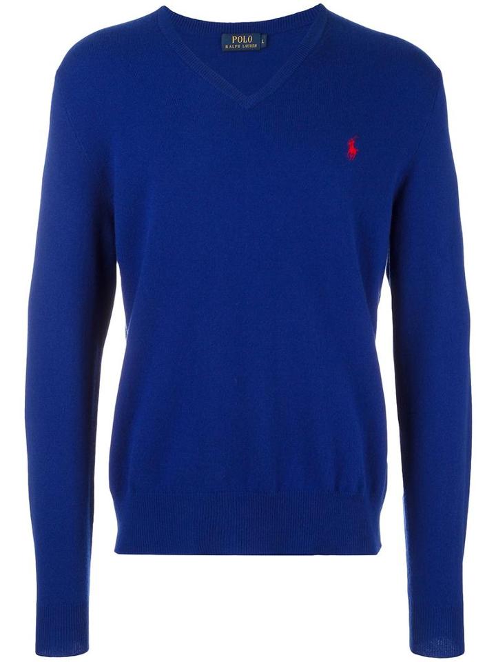 Polo Ralph Lauren Embroidered Logo Jumper, Men's, Size: Large, Blue, Merino