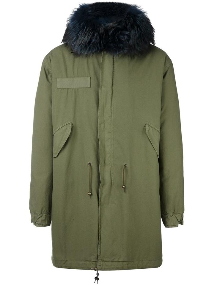 Mr & Mrs Italy Fur Collar Parka, Men's, Size: Medium, Green, Cotton/leather/coyote Fur/racoon Fur