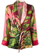 F.r.s For Restless Sleepers Jungle Print Kimono Jacket, Women's, Size: Medium, Pink/purple, Silk
