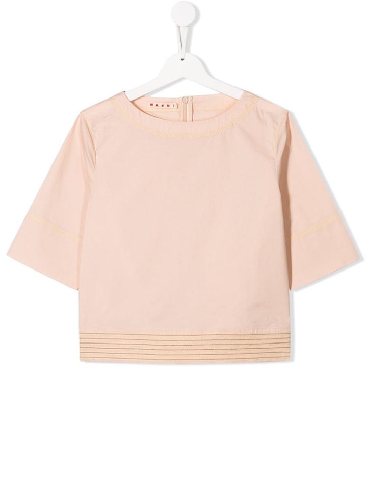 Marni Kids Teen Striped Trim T-shirt - Pink