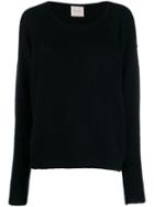 Fine Edge Boyfriend Crew Neck Sweater - Black
