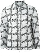 Moncler Gamme Rouge Checked Floral Print Zip Up Cropped Jacket