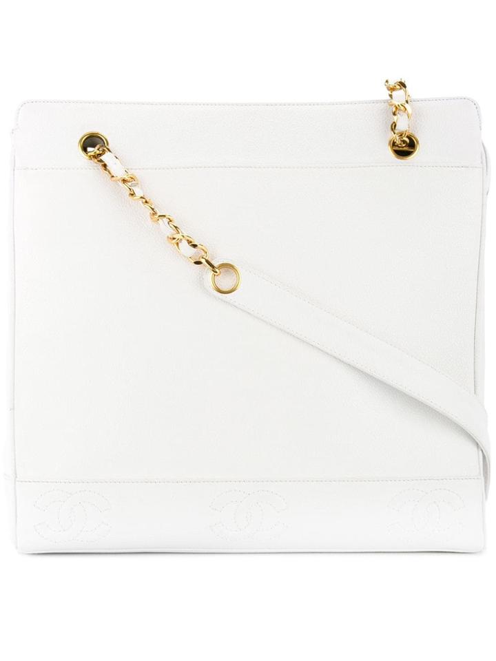 Chanel Pre-owned Caviar Skin 8 Cc Stitch Tote Bag - White