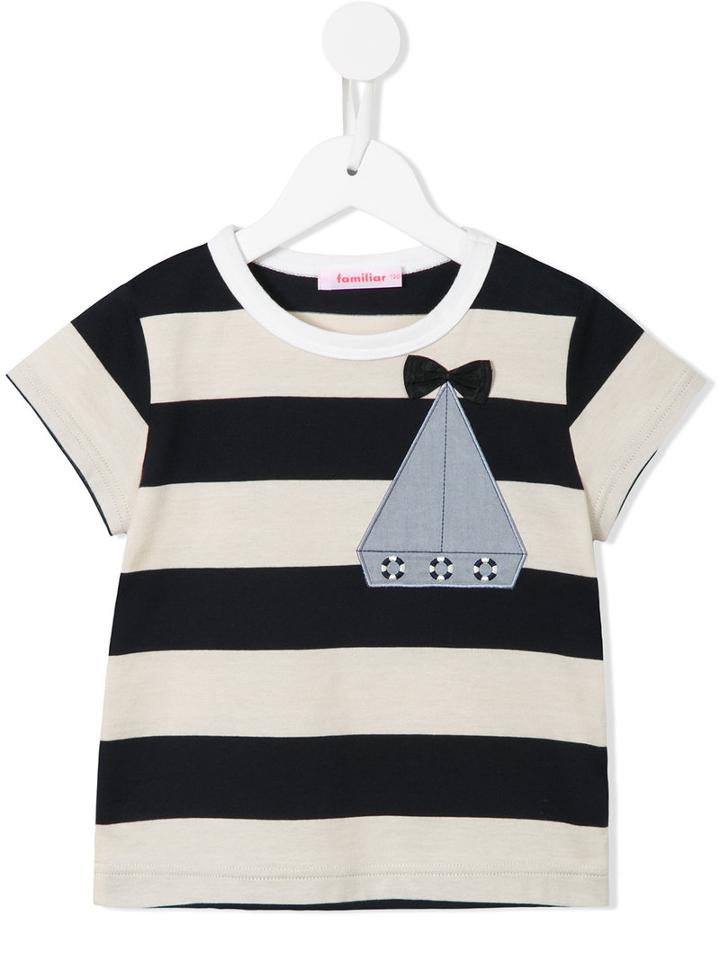 Familiar - Knitted Striped T-shirt - Kids - Cotton - 8 Yrs, White