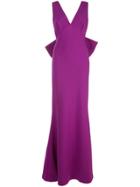 Sachin & Babi Crepe V-neck Gown - Purple