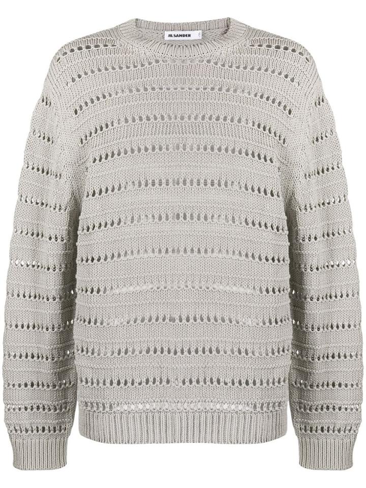 Jil Sander Open Knit Fisherman Sweater - Grey