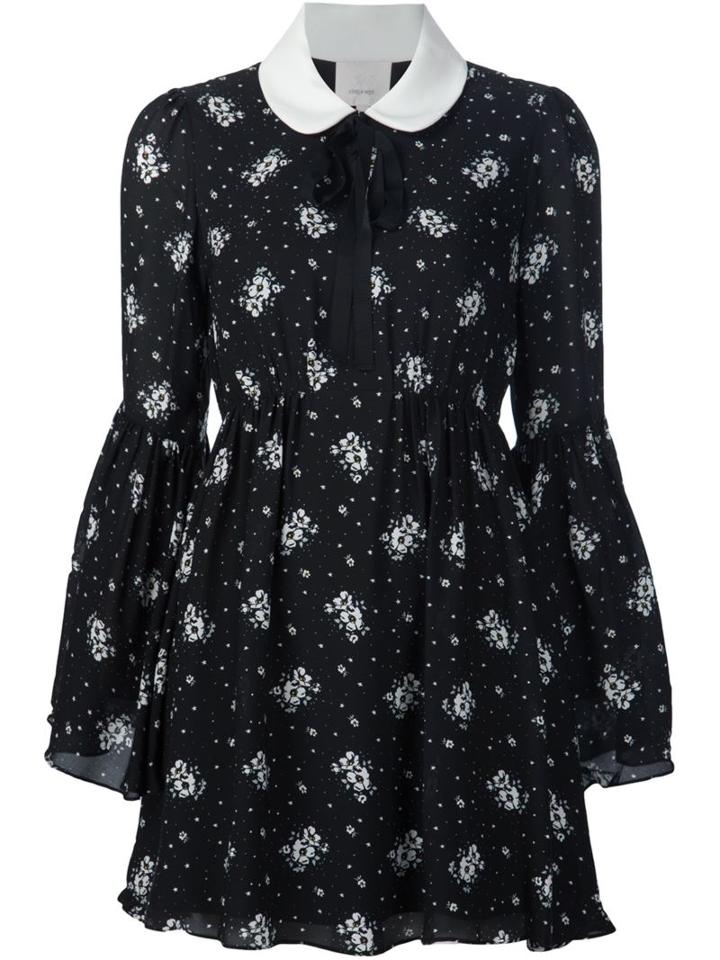 Cinq A Sept Contrasting Collar Floral Print Dress