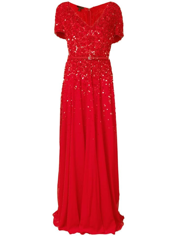 Escada Sequin Embellished Evening Dress - Red