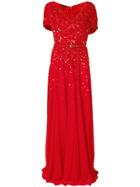 Escada Sequin Embellished Evening Dress - Red
