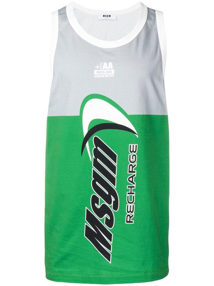 Msgm Colour-block Tank Top - Green
