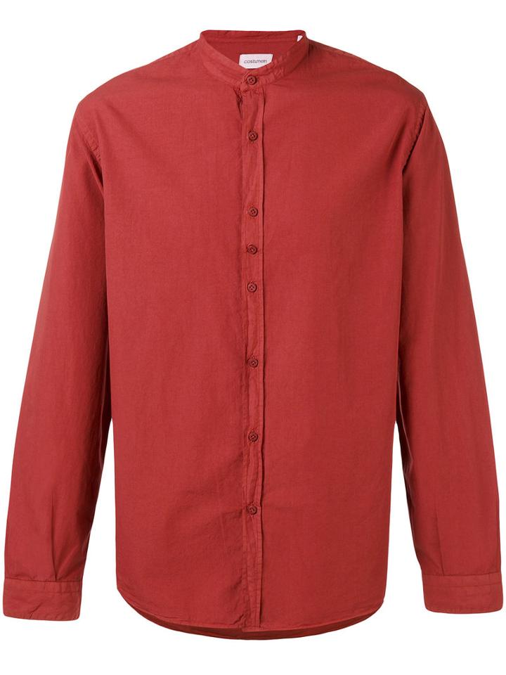 Costumein - Mandarin Collar Shirt - Men - Cotton - 46, Red, Cotton