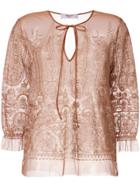 Blugirl Embroidered Floral Blouse - Nude & Neutrals