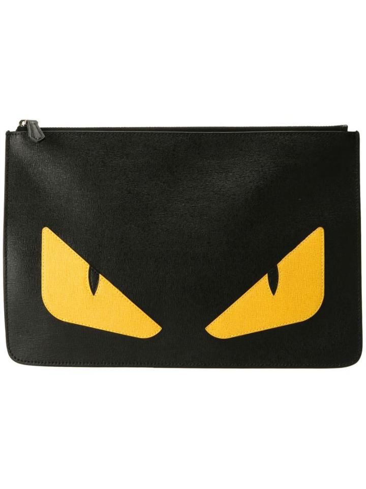Fendi Bag Bugs Clutch, Men's, Black, Leather