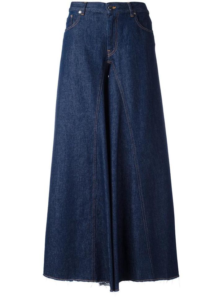 Mm6 Maison Margiela Denim Palazzo Pants, Women's, Size: 40, Blue, Cotton