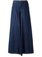 Mm6 Maison Margiela Denim Palazzo Pants, Women's, Size: 40, Blue, Cotton