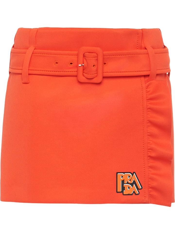 Prada Ruffled Detail Mini Skirt - Orange
