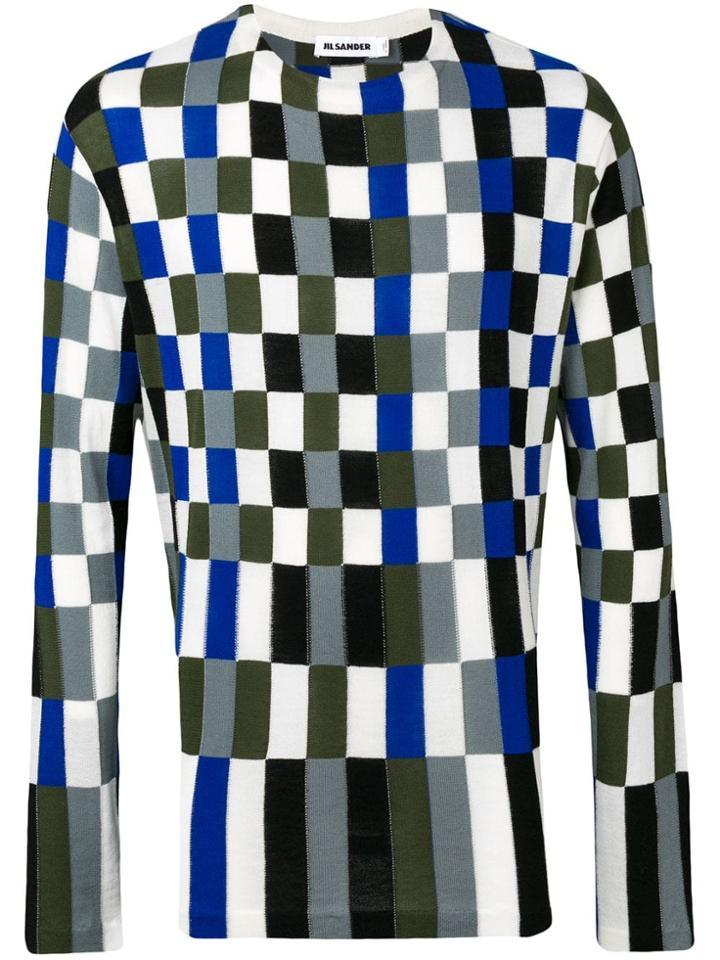 Jil Sander Check Knit Jumper - White
