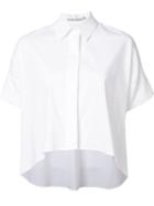 Alice+olivia Cropped Button Down Shirt, Women's, Size: Large, White, Cotton/polyester/spandex/elastane