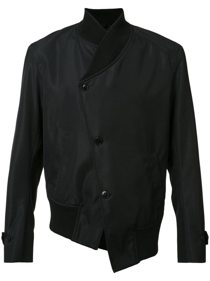 Ann Demeulemeester Grise Asymmetric Bomber Jacket, Men's, Size: Small, Black, Cotton/nylon
