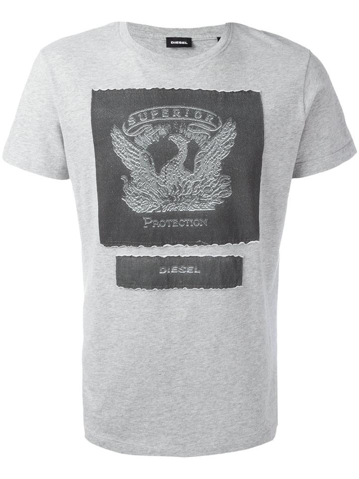Diesel Printed Motif T-shirt, Men's, Size: Medium, Grey, Cotton
