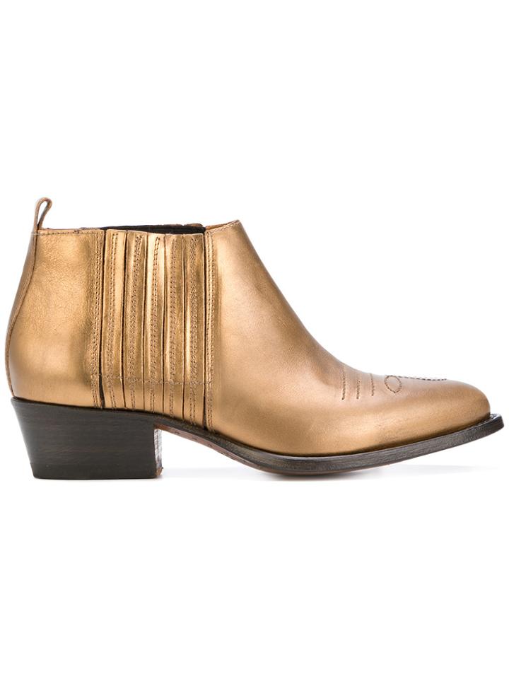 Buttero Western Ankle Boots - Metallic
