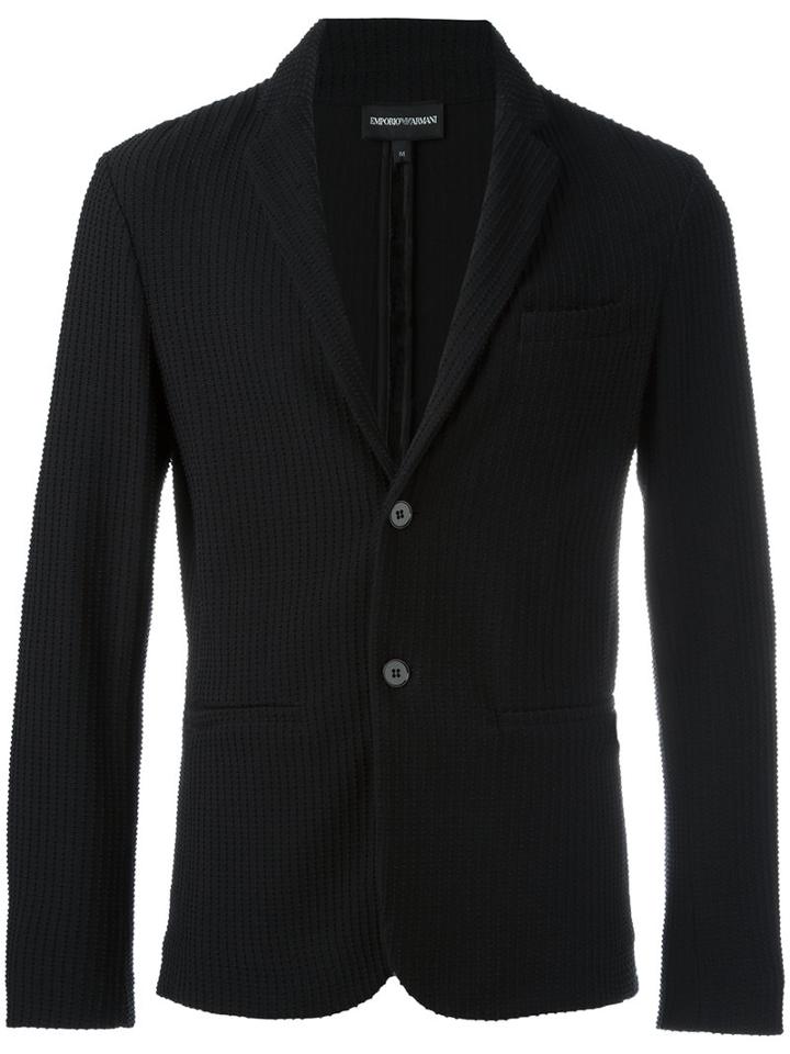 Emporio Armani Button Up Blazer, Men's, Size: Xl, Black, Cotton/spandex/elastane/polyamide