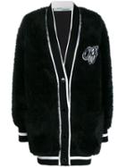 Off-white Faux-fur Varsity Cardigan - Black