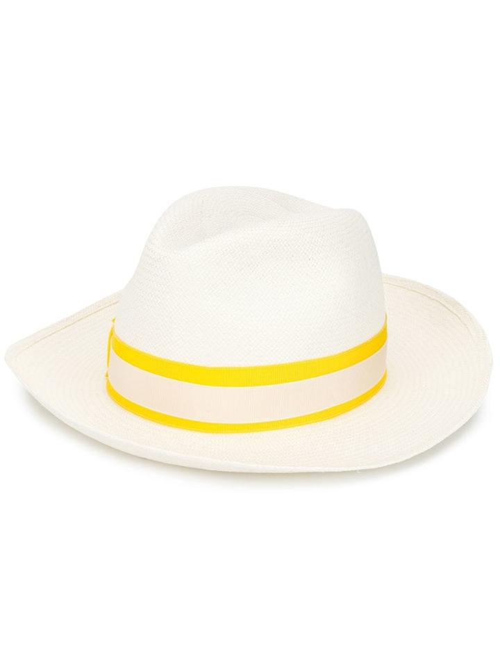 Borsalino Bow-detail Panama Hat - White