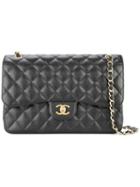 Chanel Pre-owned Jumbo Xl Double Flap Chain Shoulder Bag - Black