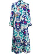 Anjuna Long Printed Shirt Dress - Blue