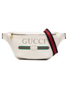 Gucci White Fake Logo Print Leather Cross-body Bag