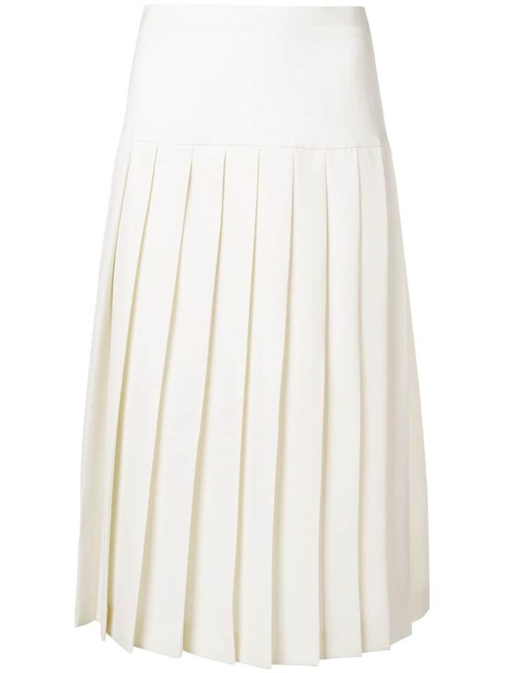 Alessandra Rich Pleated Midi Skirt - White