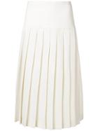 Alessandra Rich Pleated Midi Skirt - White