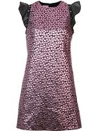 Giamba Metallic Ruffled Shortsleeves Dress, Women's, Size: 40, Pink/purple, Polyester/polyurethane/nylon/cotton