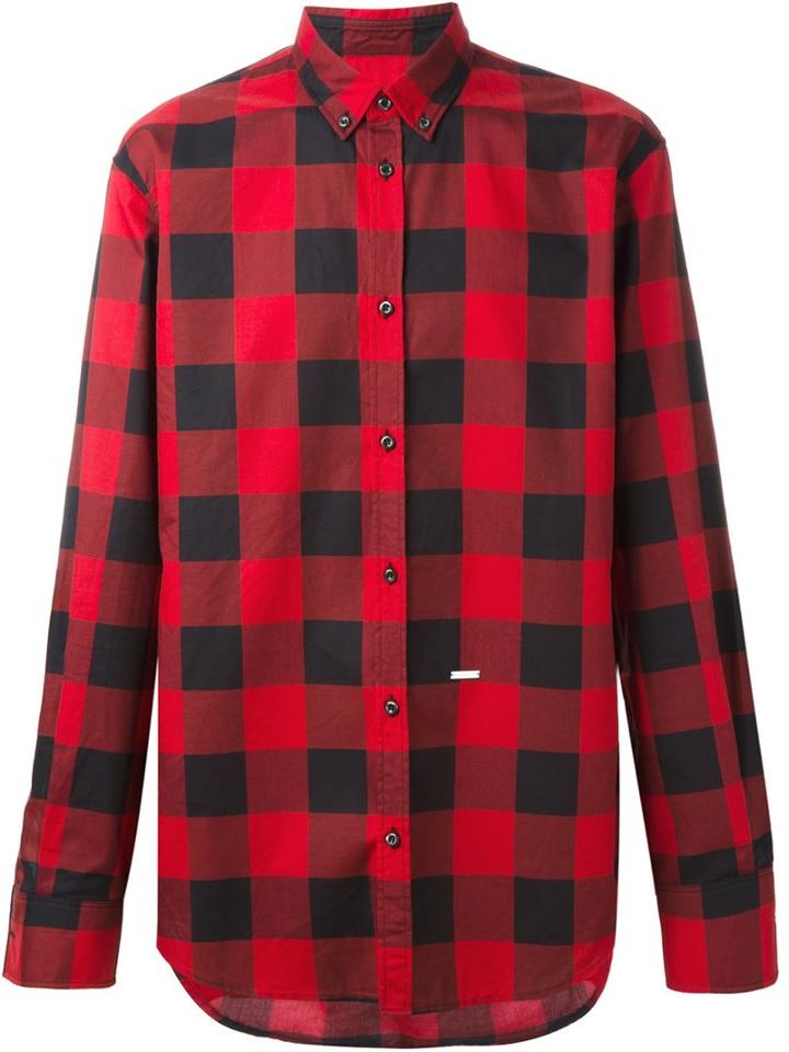 Dsquared2 Checked Shirt, Men's, Size: 46, Black, Cotton