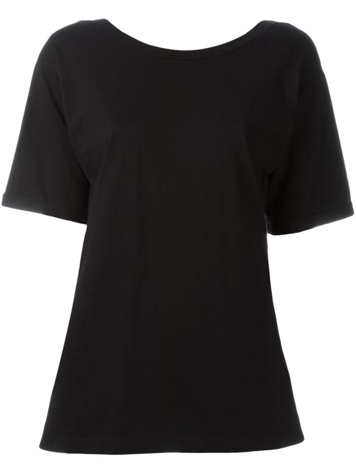 Mm6 Maison Margiela Open Back T-shirt, Women's, Size: M, Black, Cotton/cupro/modal