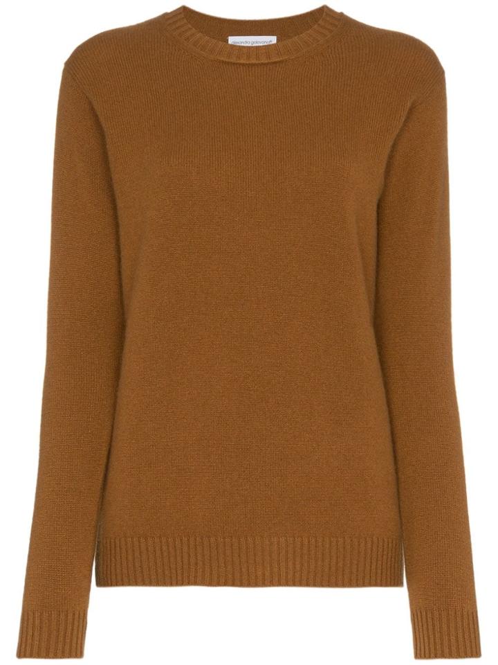 Alexandra Golovanoff Regular Fit Round Neck Cashmere Jumper - Brown