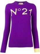 No21 Logo Embroidered Sweater - Pink & Purple