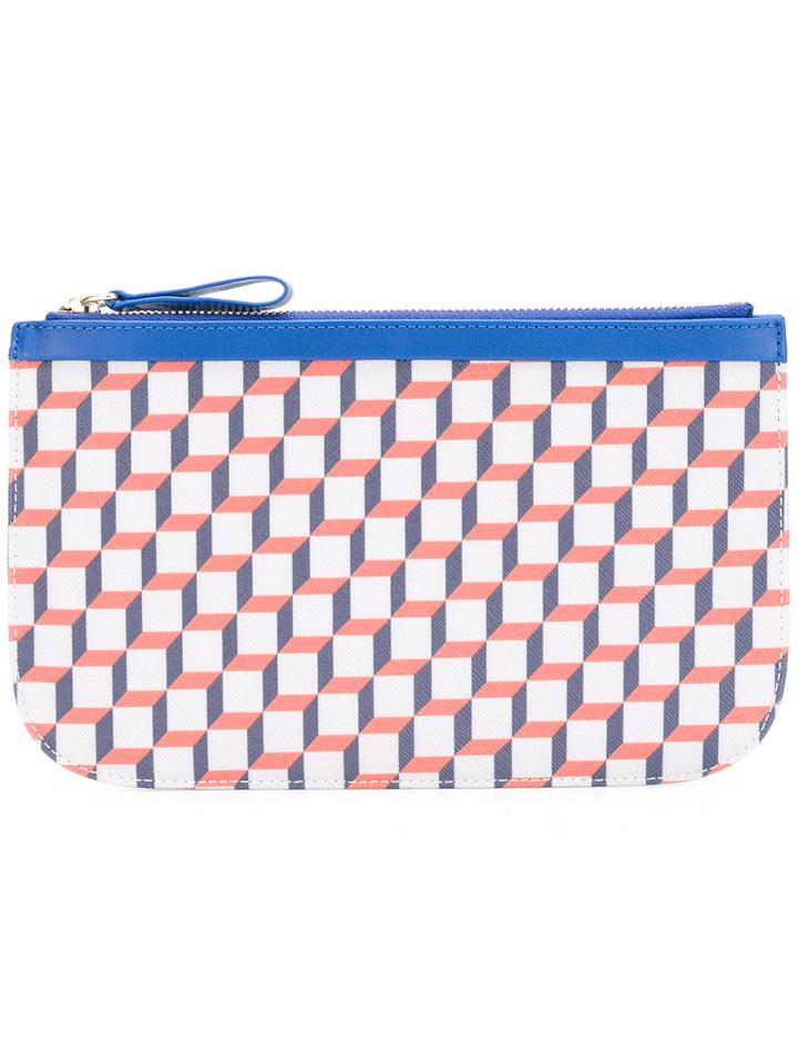 Pierre Hardy Cube Print Clutch, Men's, Blue, Polyurethane/leather