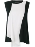 Fabiana Filippi Colour Block Asymmetric Drape Blouse - Black